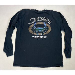 Dockside At Lynnhaven Inlet Virginia Beach T-shirt Men XL Black Long Sleeve